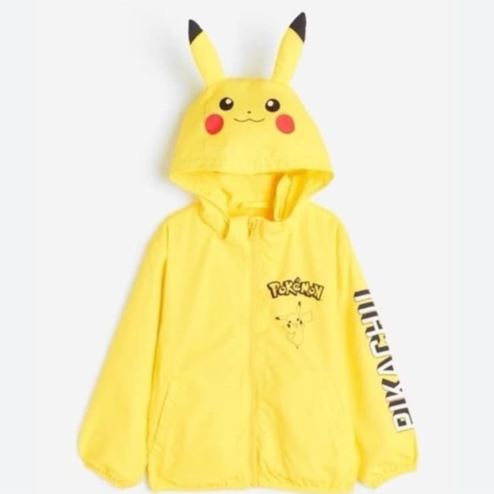 Pokemon Pikachu Light Weight Jacket With Removable Hood‎ Perfect For Pokemon Fan